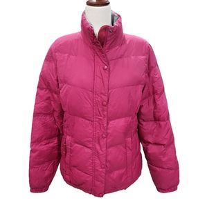 L.L. bean down puffer coat women's pink, vintage, S, very warm need repair